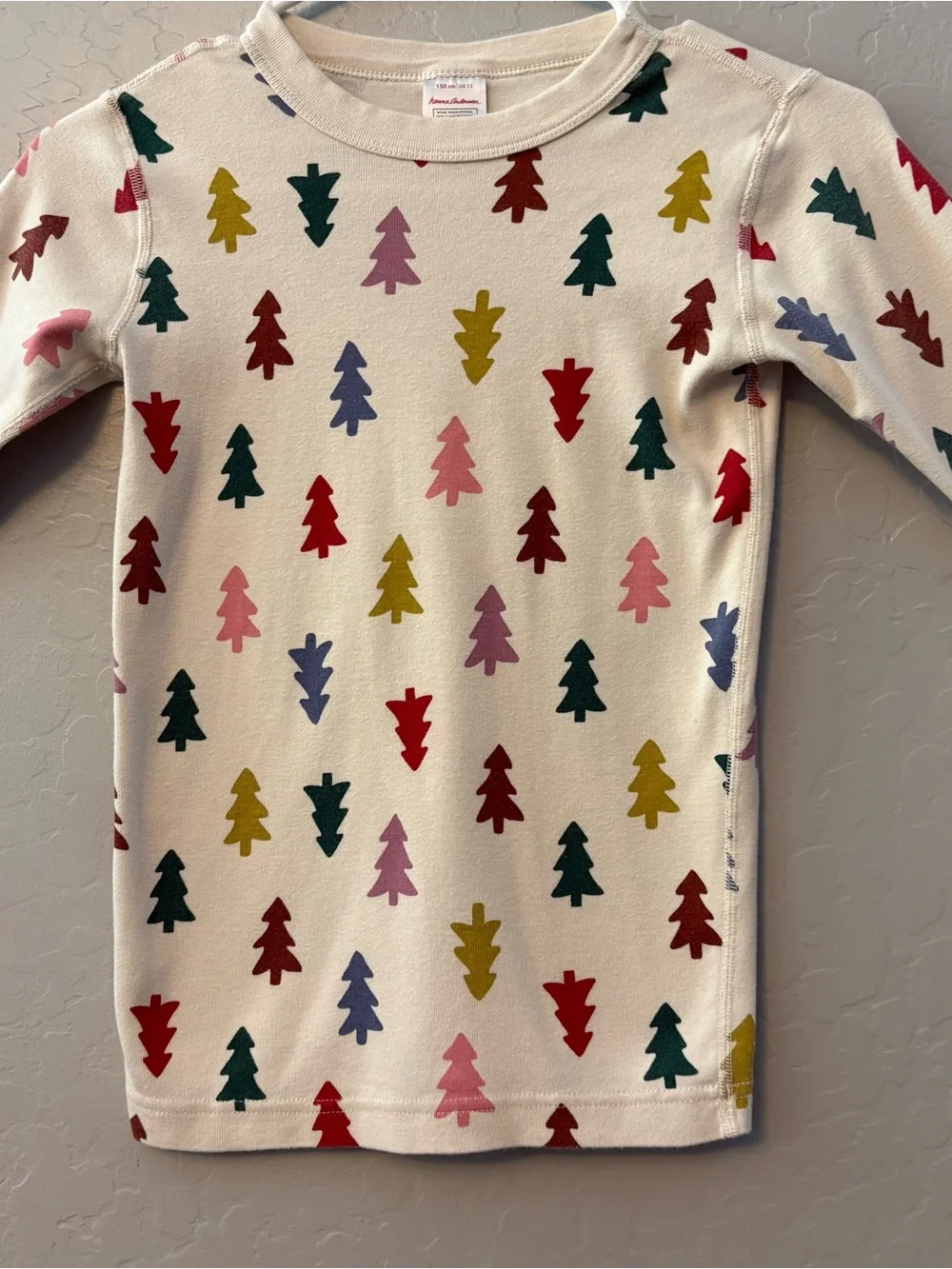 Hanna andersson long John pajama set in multicolor happy little trees 150 CM 12